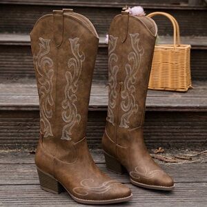Brown Western Embroidered Boots